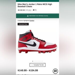 Nike Men’s Jordan 1 Retro MCS High Baseball Cleats